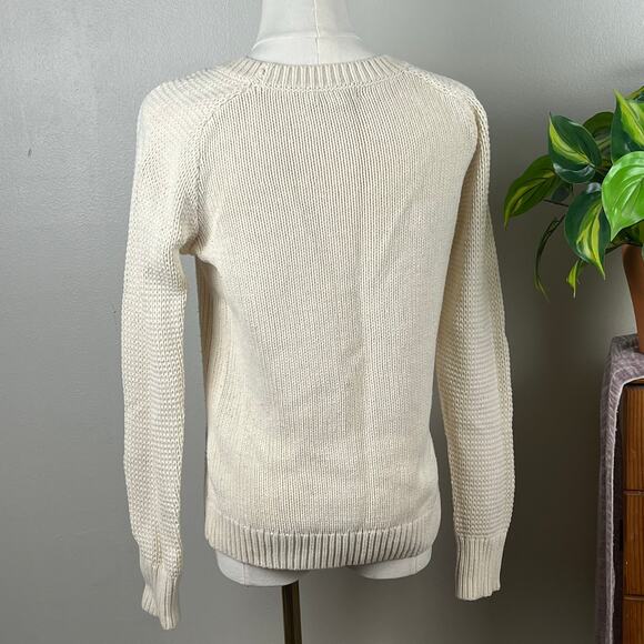 Old Navy Off White Open Weave Cotton Blend Sweater Size Small - Picture 3 of 8